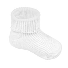 S901-W-BP: White Turnover Socks (0-3m)